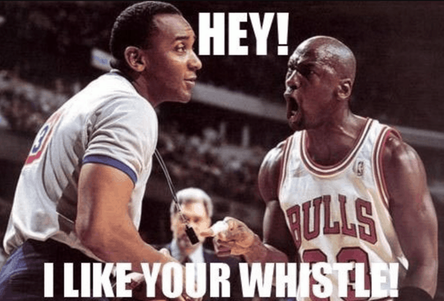 Michael Jordan Liking The Referee’s Whistle Too Much